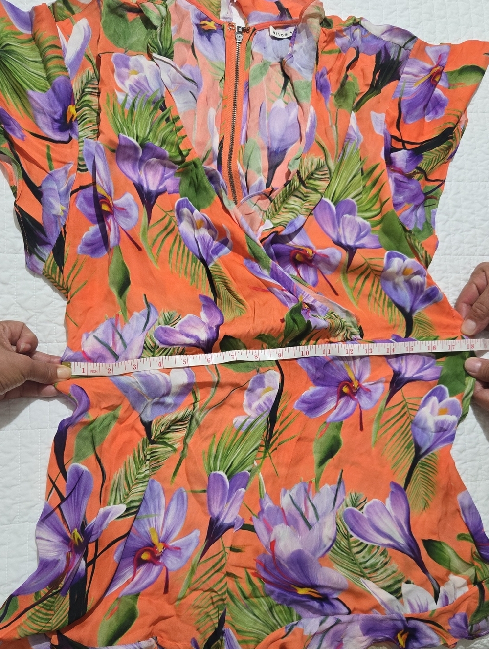 Alice + Olivia Orange and Purple Floral Top - Picture 10 of 10